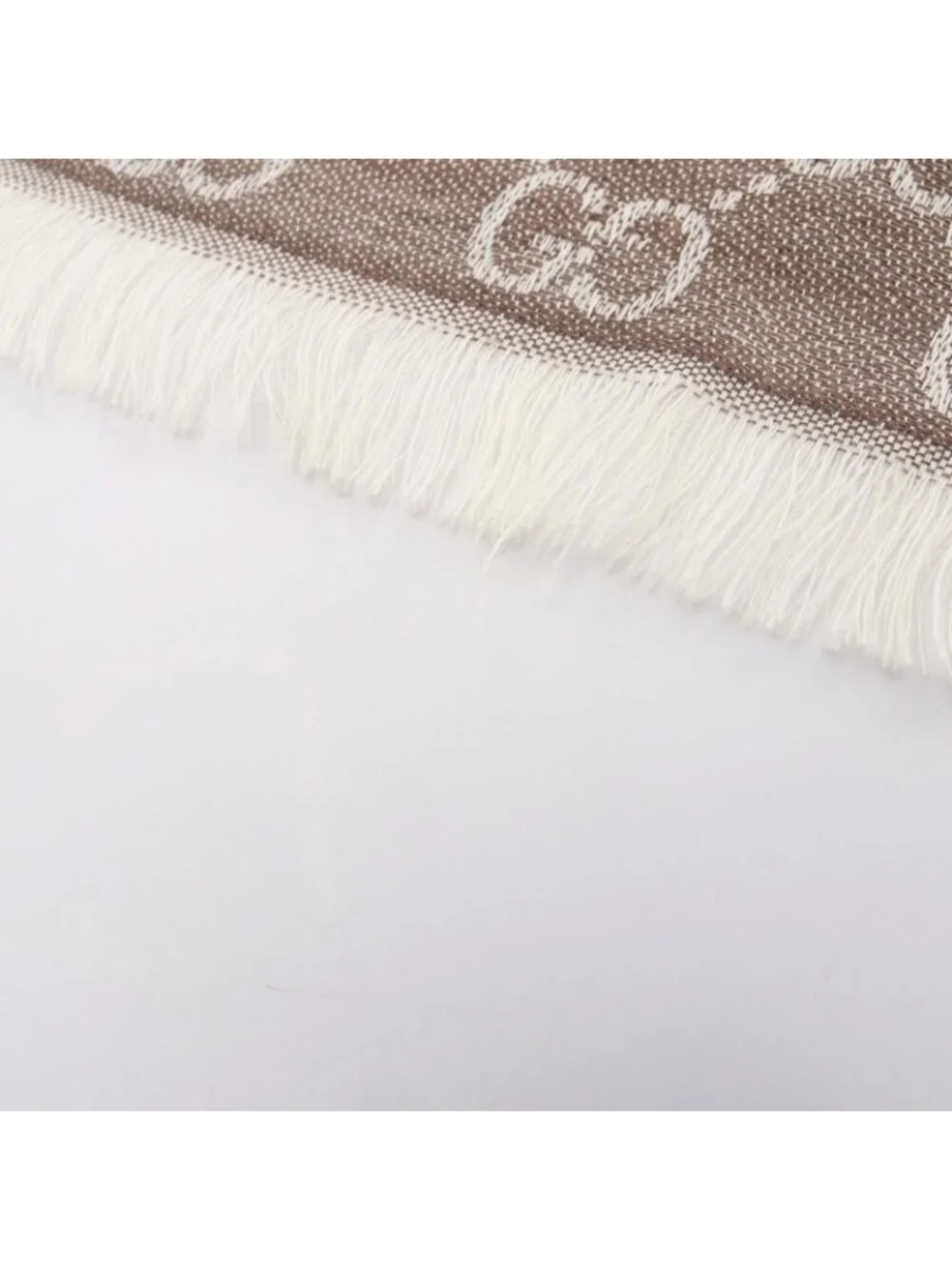 Gucci Shawl GG Pattern Large Wool Silk Scarf